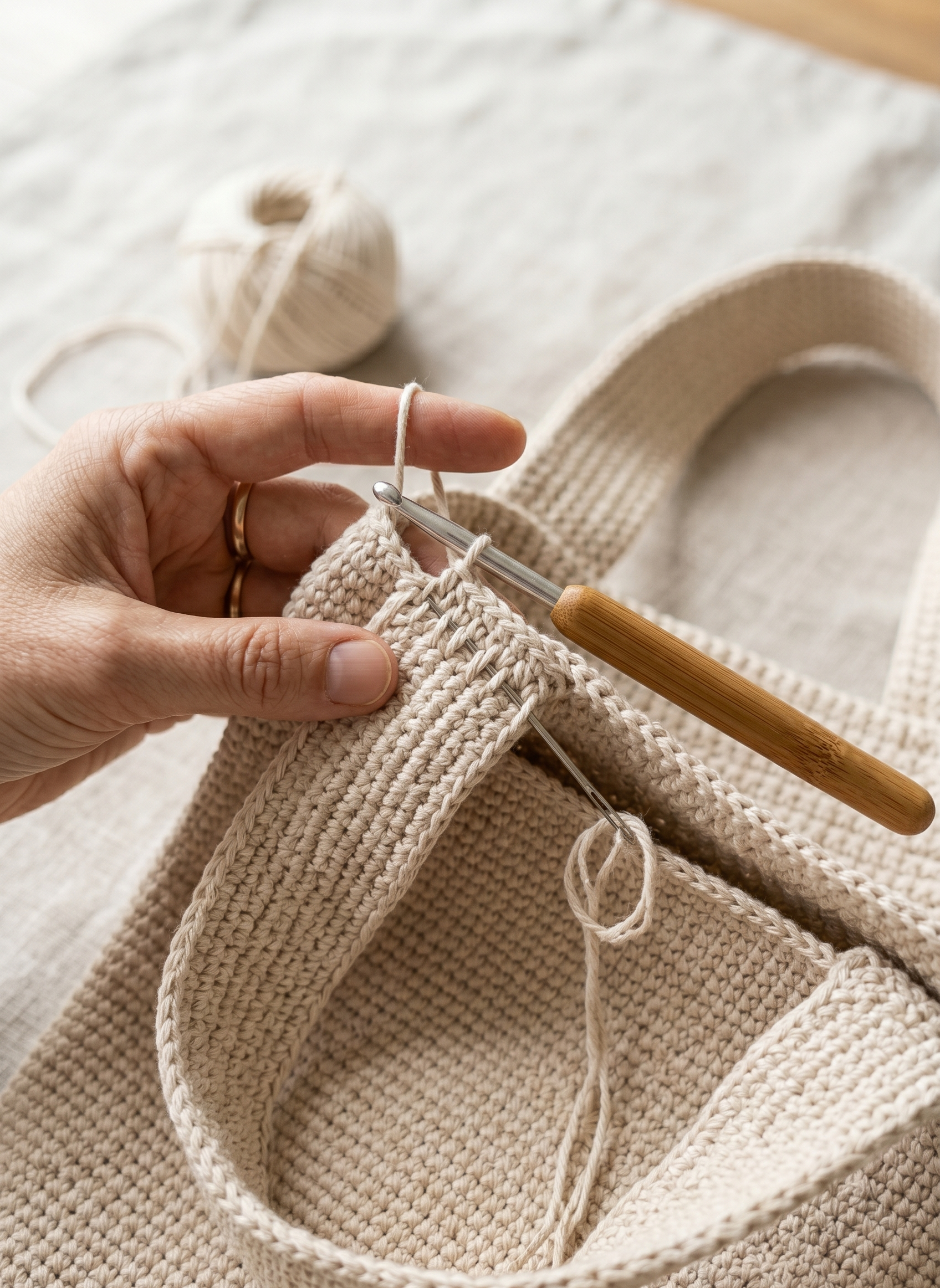 Breite Henkel für eine Shopper Tasche häkeln